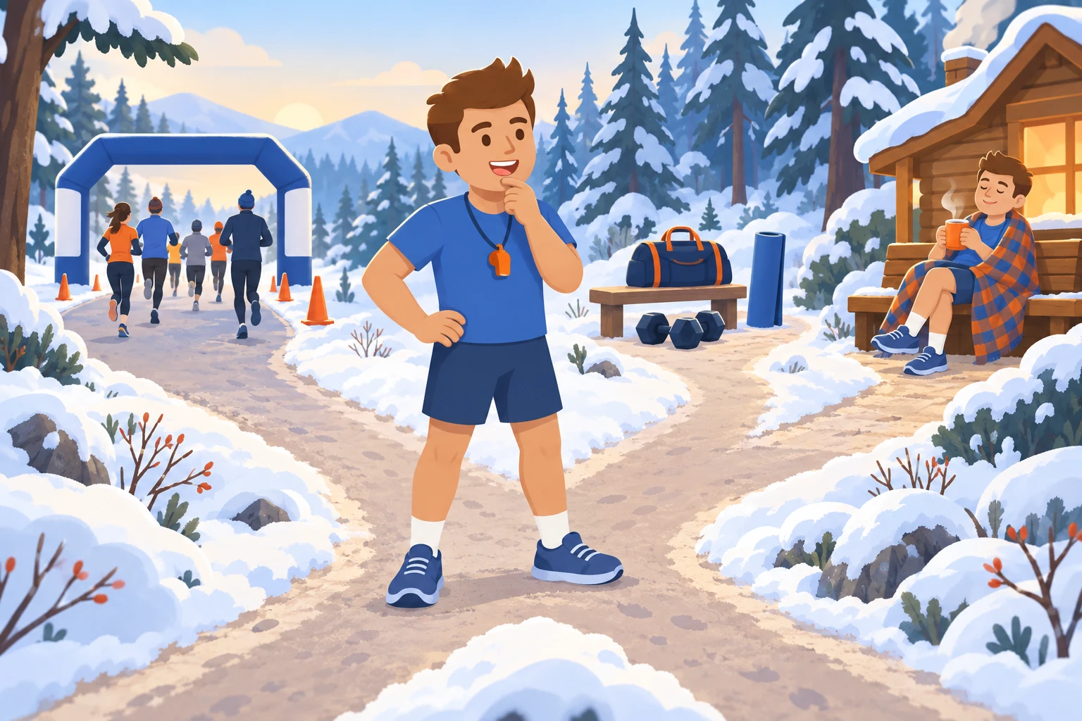 Winter running scene