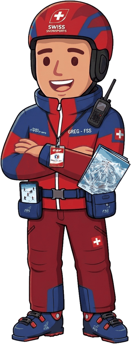Greg en tenue de moniteur de ski